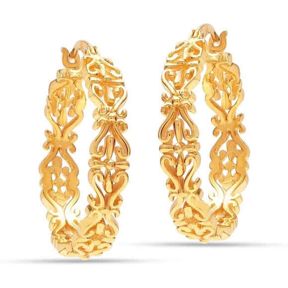 Women's Sterling Gold Hoop Earrings Looks Stylish - Picture 4 of 7